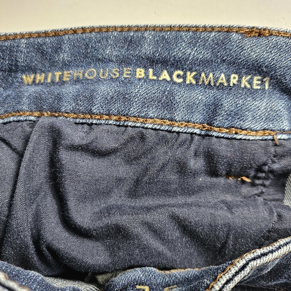 White House Black Market Dark Blue Denim The Slim Mid-Rise Jeans Size O - Picture 5 of 6
